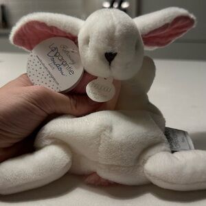 White and Pink Rabbit Plush Doudou et Compagnie